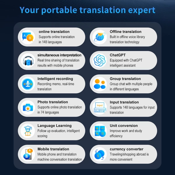 Hordozható Android 8.1 4G AI nyelvi fordítóeszköz
