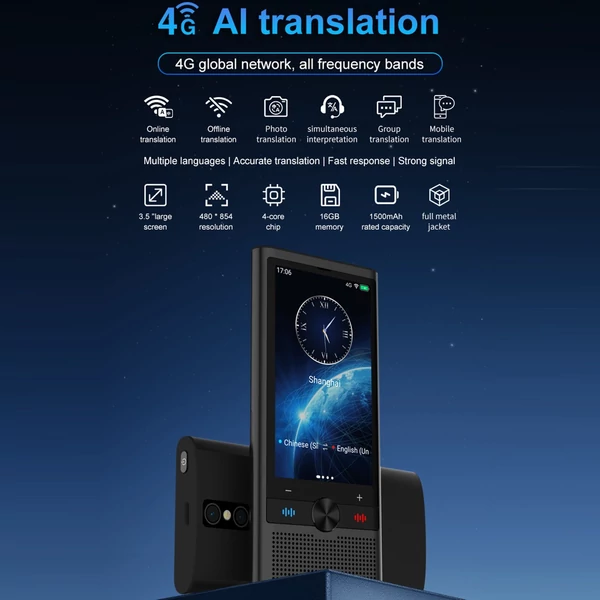 Hordozható Android 8.1 4G AI nyelvi fordítóeszköz