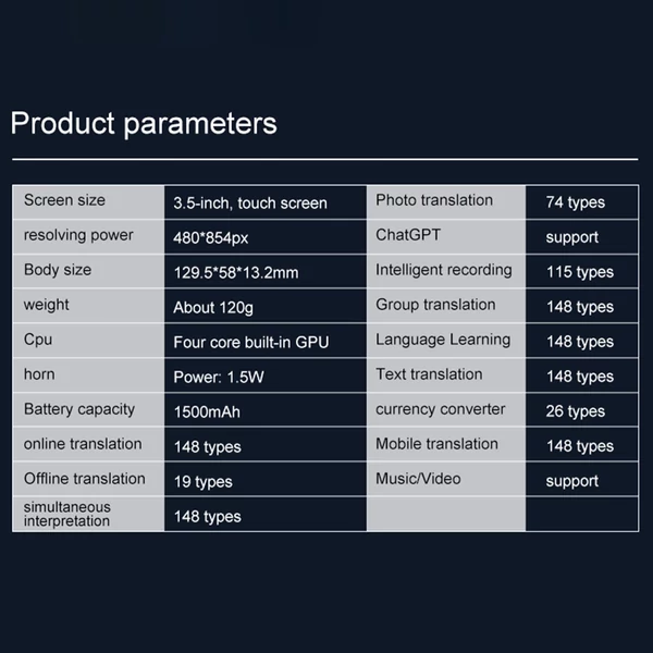 Hordozható Android 8.1 4G AI nyelvi fordítóeszköz