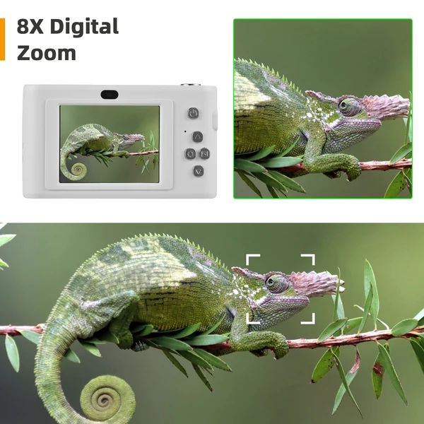 1080P digitális fényképezőgép, digitális videokamera 32 GB-os TF kártyával - Fehér