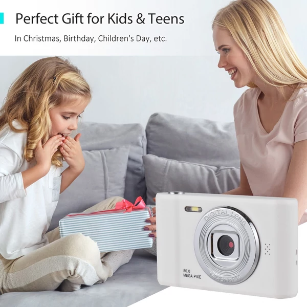 1080P digitális fényképezőgép, digitális videokamera 32 GB-os TF kártyával - Fehér