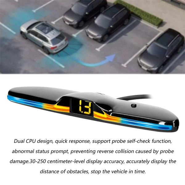 Parkoló érzékelő, hátsó tolatóradar rendszer 4 parkoló érzékelővel - Fekete