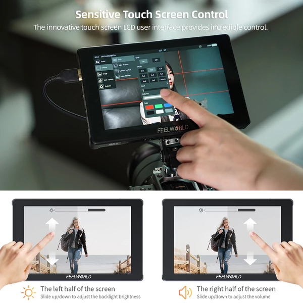 FEELWORLD F7 PLUS 7 hüvelykes DSLR fényképezőgép, terepi monitoros videomonitor