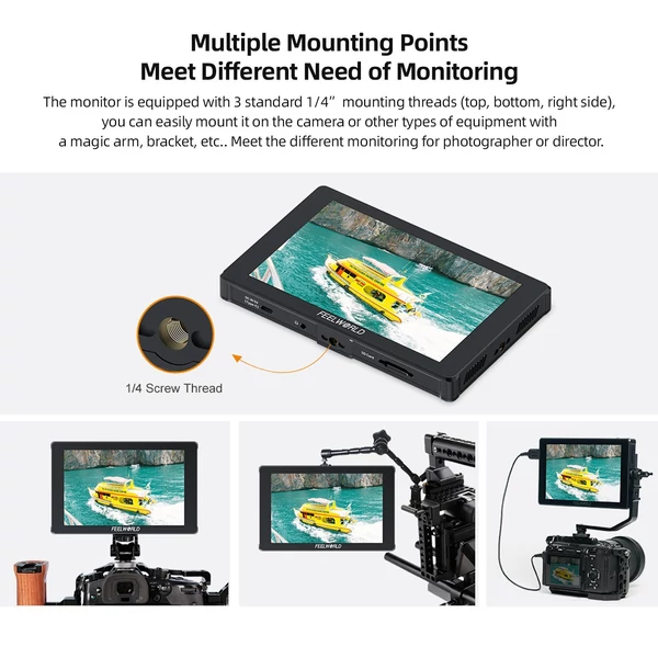 FEELWORLD F7 PLUS 7 hüvelykes DSLR fényképezőgép, terepi monitoros videomonitor