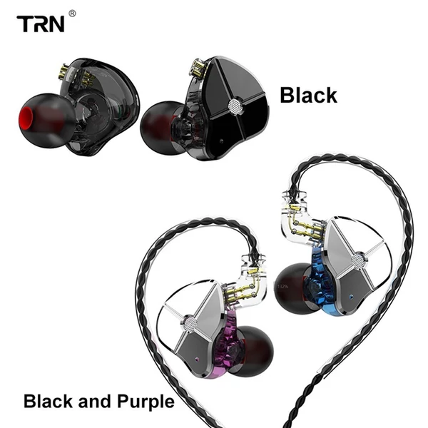 TRN ST1 fülbe helyezhető fejhallgató – zajszűrő, kettős meghajtó, HI-FI sztereó hang - Fekete, mikrofonnal