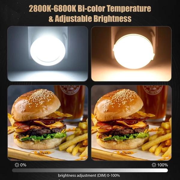 Hordozható LED-es videolámpa, COB 60W-os fényképező kitöltőlámpa