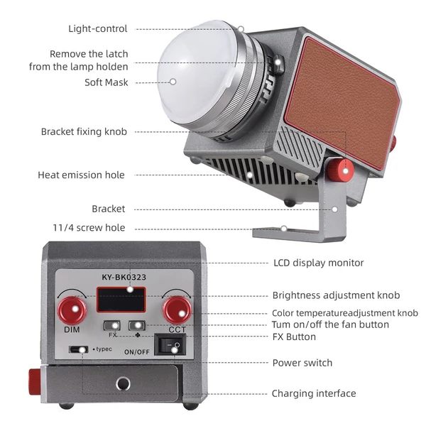 Hordozható LED-es videolámpa, COB 60W-os fényképező kitöltőlámpa