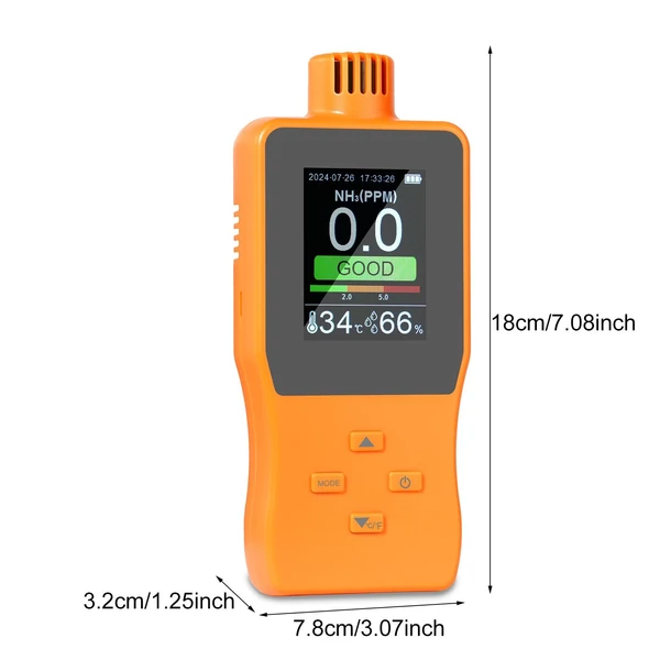 Kézi ammóniagáz-érzékelő, 0-100 PPM digitális NH³ gáztesztelő LCD kijelzővel