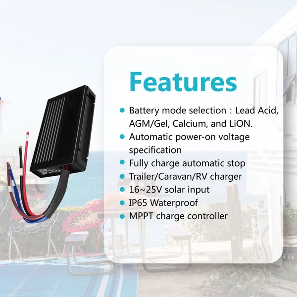12V 20A DC-DC beépített akkumulátortöltő, IP65 vízálló, többszörös védelem MPPT-vel - 20A