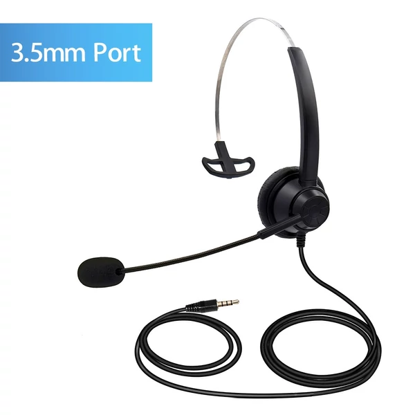 H360 3,5 mm-es vezetékes számítógépes fejhallgató mikrofonnal, univerzális irodai / Call Center egyoldalas fejhallgató