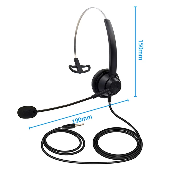 H360 3,5 mm-es vezetékes számítógépes fejhallgató mikrofonnal, univerzális irodai / Call Center egyoldalas fejhallgató