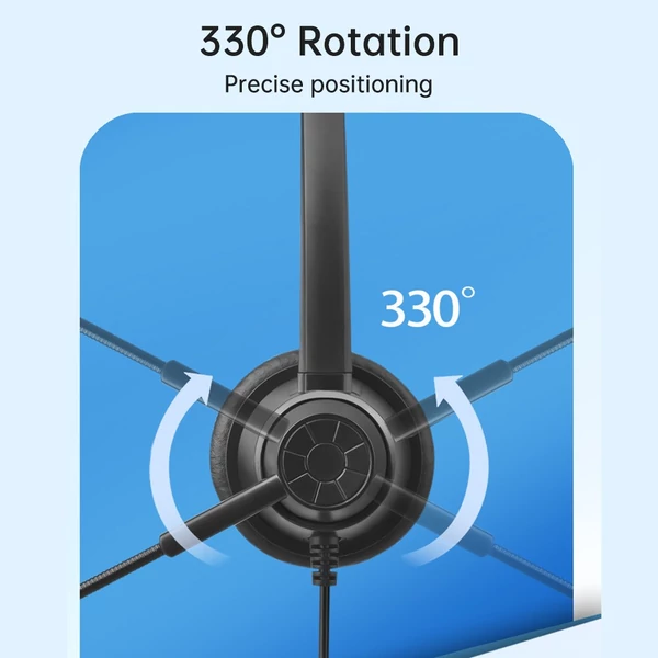 H360 3,5 mm-es vezetékes számítógépes fejhallgató mikrofonnal, univerzális irodai / Call Center egyoldalas fejhallgató