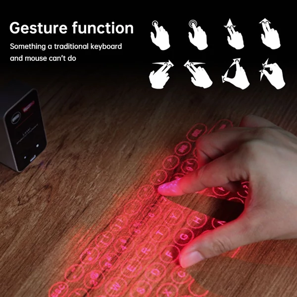 KB560S lézeres billentyűzet, mini virtuális billentyűzet, hordozható egér funkcióval QWERTY elrendezés