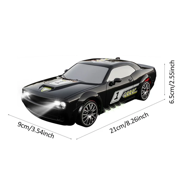 2,4 GHz-es 1/20-as távirányítós Drift autó, 4WD versenyautó - Fekete, 2 akkumulátor