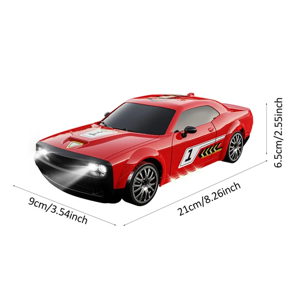 2,4 GHz-es 1/20-as távirányítós Drift autó, 4WD versenyautó - Piros, 1 akkumulátor