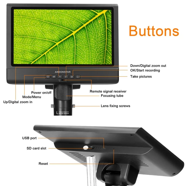 Professzionális digitális mikroszkóp, 1080P 10 hüvelykes LCD kijelző