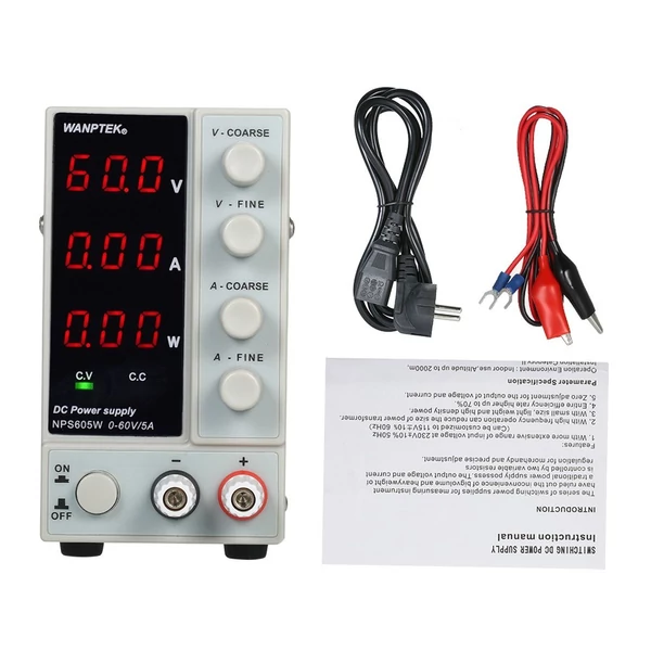 WANPTEK NPS605W ​​0-60V 0-5A kapcsoló egyenáramú tápegység, 3 számjegyű kijelző