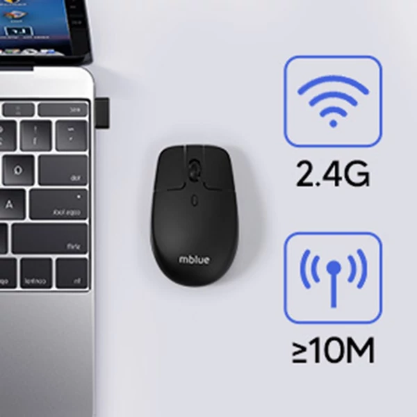 mblue M203 2.4G vezeték nélküli játék egér - könnyű, újratölthető és ergonómikus - Fehér