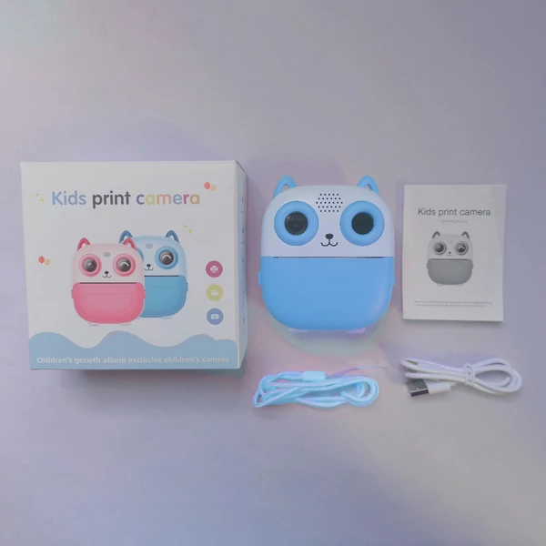 Nagy tisztaságú azonnali nyomtatási kamera, mini kamera hőnyomtatással gyermekek számára - Kék