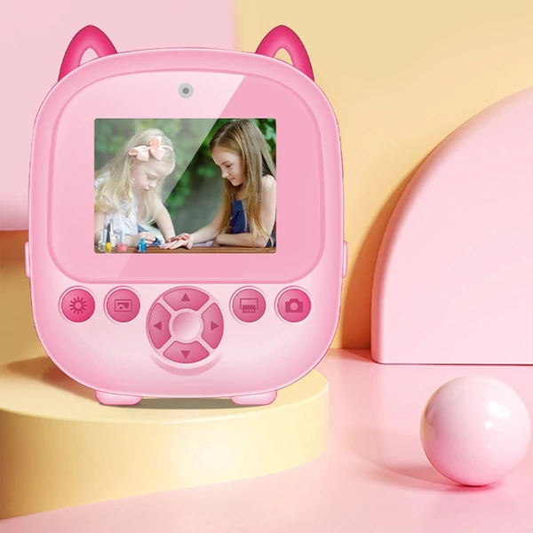 Nagy tisztaságú azonnali nyomtatási kamera, mini kamera hőnyomtatással gyermekek számára - Pink
