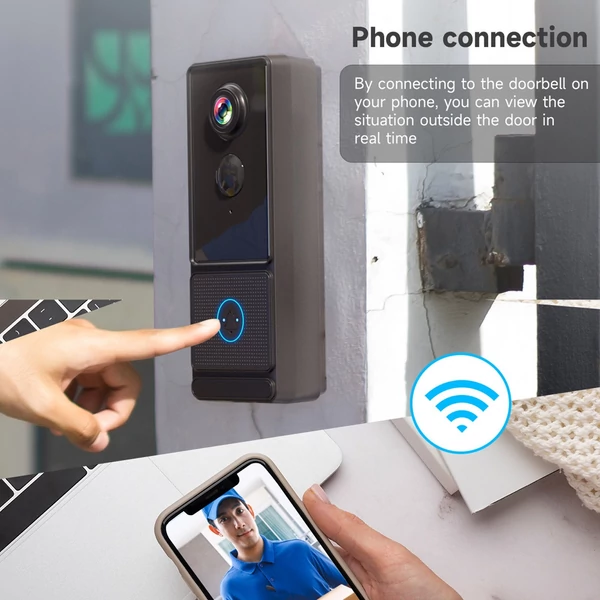 Aoresac ajtócsengő kamera, vezeték nélküli 2.4G WiFi, 2K 3MP HD éjszakai látó video ajtócsengő hangjelzéssel