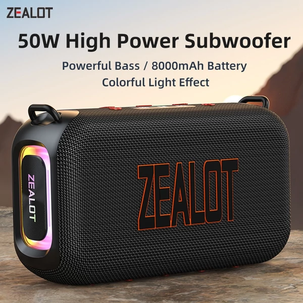 ZEALOT S85 hordozható vezeték nélküli BT 5.3 hangszóró, 50 W-os továbbfejlesztett mélyhangdoboz - Szürke