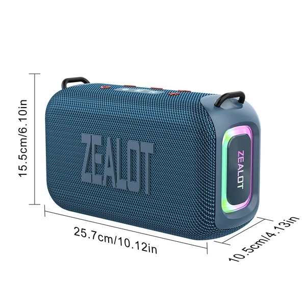 ZEALOT S85 hordozható vezeték nélküli BT 5.3 hangszóró, 50 W-os továbbfejlesztett mélyhangdoboz - Kék