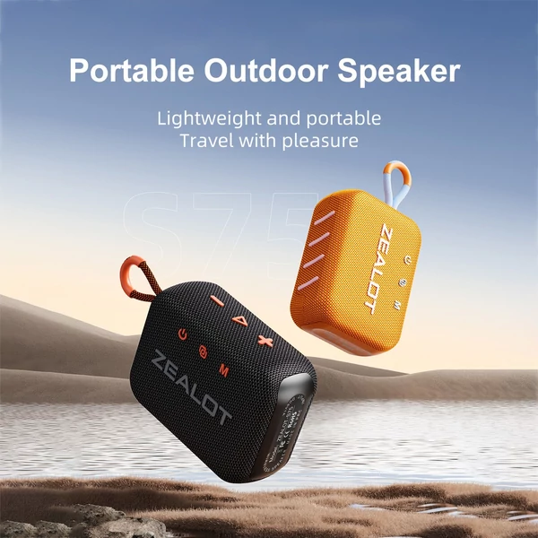 ZEALOT S75 Outdoor BT 5.2 hangszóró, 10 W térhatású hang, hordozható kerékpáros hangszóró szíjjal - Terepszínű