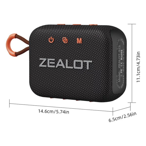 ZEALOT S75 Outdoor BT 5.2 hangszóró, 10 W térhatású hang, hordozható kerékpáros hangszóró szíjjal - Terepszínű