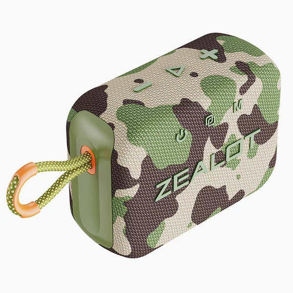 ZEALOT S75 Outdoor BT 5.2 hangszóró, 10 W térhatású hang, hordozható kerékpáros hangszóró szíjjal - Terepszínű