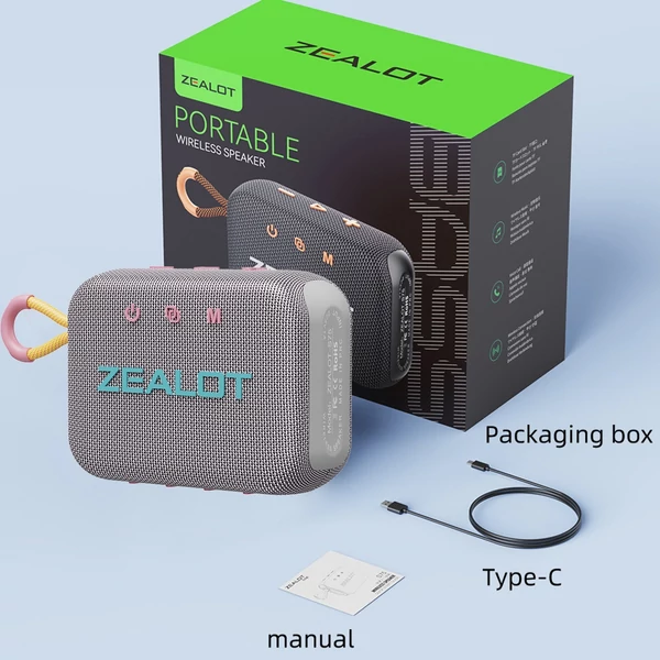 ZEALOT S75 Outdoor BT 5.2 hangszóró, 10 W térhatású hang, hordozható kerékpáros hangszóró szíjjal - Szürke