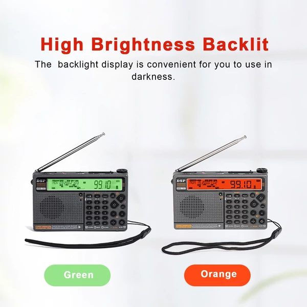 HanRongDa HRD-757 többsávos rádió (FM AM MW SW V.UHF AIR WB) - Zöld