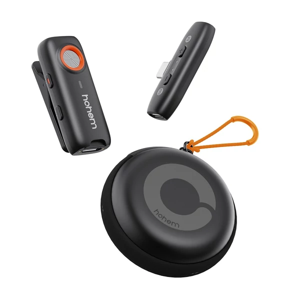 hohem MIC-01 egy trigger / egy 2.4G vezeték nélküli, mágnes/kapcsos mikrofon - Fekete, C típusú Android okostelefonokhoz, táblagépekhez Vlog / élő közvetítés / interjú