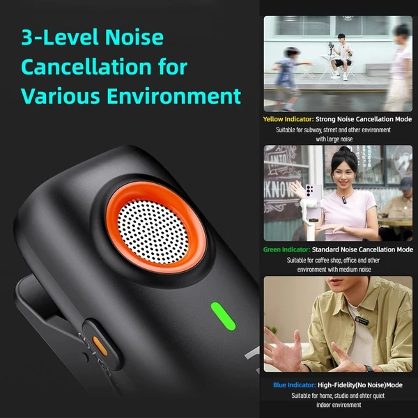 hohem MIC-01 One-Trigger-Two 2.4G vezeték nélküli mikrofon, mágnes/kapcsos mikrofon - Fekete, C típusú Android okostelefonokhoz, táblagépekhez Vlog Élő közvetítés Interjú