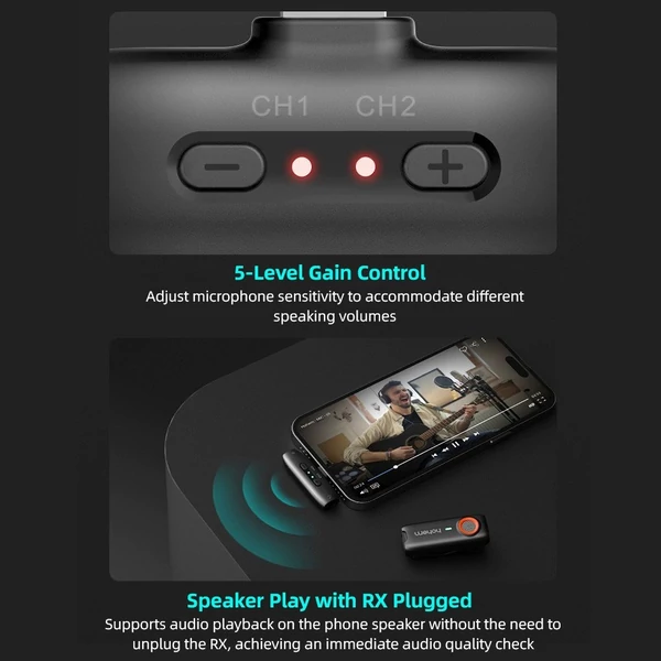 hohem MIC-01 One-Trigger-Two 2.4G vezeték nélküli mikrofon, mágnes/kapcsos mikrofon - Fehér, C típusú Android okostelefonokhoz, táblagépekhez Vlog Élő közvetítés Interjú