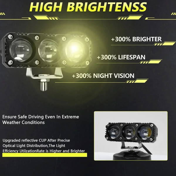 Motorkerékpár spotlámpák, motorkerékpár LED-es menetlámpák (2 db) - 3 lencse