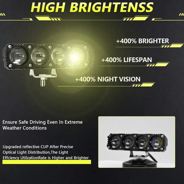 Motorkerékpár spotlámpák, motorkerékpár LED-es menetlámpák (2 db) - 4 lencse