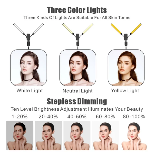 RGB-S2 rugalmas, kétkarú RGB videolámpa, 36 W-os fényképezési LED-töltőlámpa, hangszedő ritmusfény