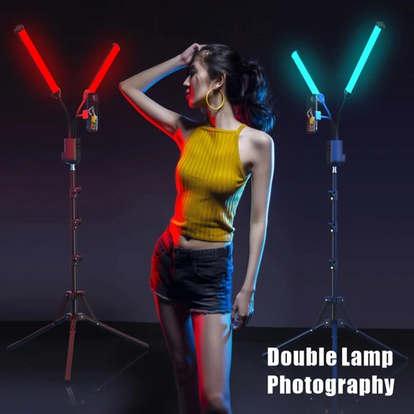 RGB-S2 rugalmas, kétkarú RGB videolámpa, 36 W-os fényképezési LED-töltőlámpa, hangszedő ritmusfény