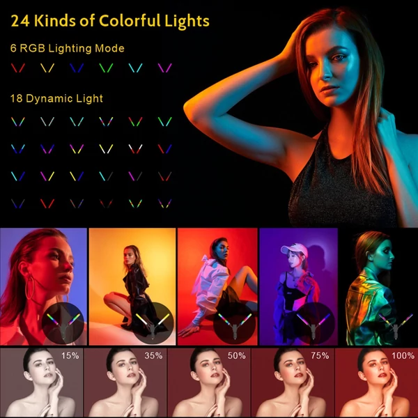 RGB-S2 rugalmas, kétkarú RGB videolámpa, 36 W-os fényképezési LED-töltőlámpa, hangszedő ritmusfény