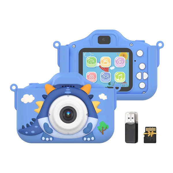 X12S 1080P Kids digitális fényképezőgép, aranyos digitális videokamera gyerekeknek - Kék