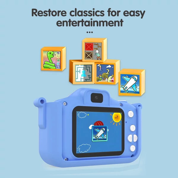 X12S 1080P Kids digitális fényképezőgép, aranyos digitális videokamera gyerekeknek - Kék