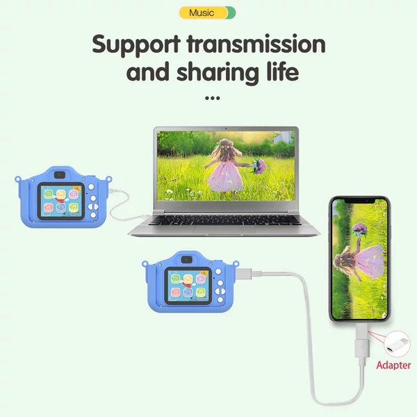 X12S 1080P Kids digitális fényképezőgép, aranyos digitális videokamera gyerekeknek - Kék