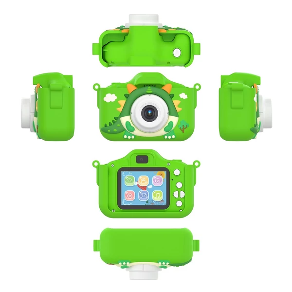 X12S 1080P Kids digitális fényképezőgép, aranyos digitális videokamera gyerekeknek - Zöld