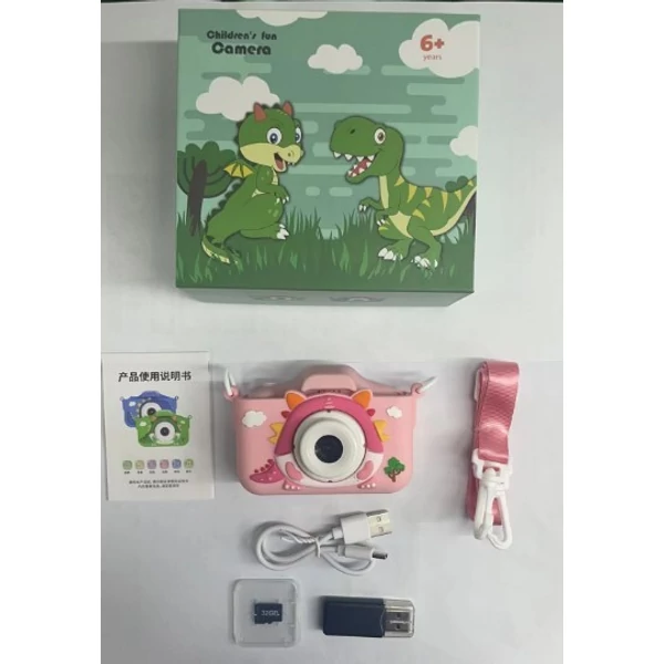 X12S 1080P Kids digitális fényképezőgép, aranyos digitális videokamera gyerekeknek - Pink