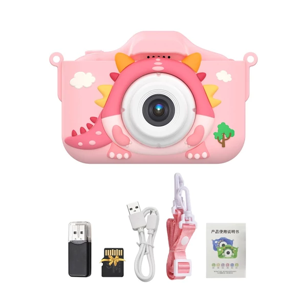X12S 1080P Kids digitális fényképezőgép, aranyos digitális videokamera gyerekeknek - Pink