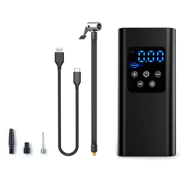 Gumifelfújó, hordozható légkompresszor, 150 PSI légszivattyú autógumikhoz - 2 * 2000mAh