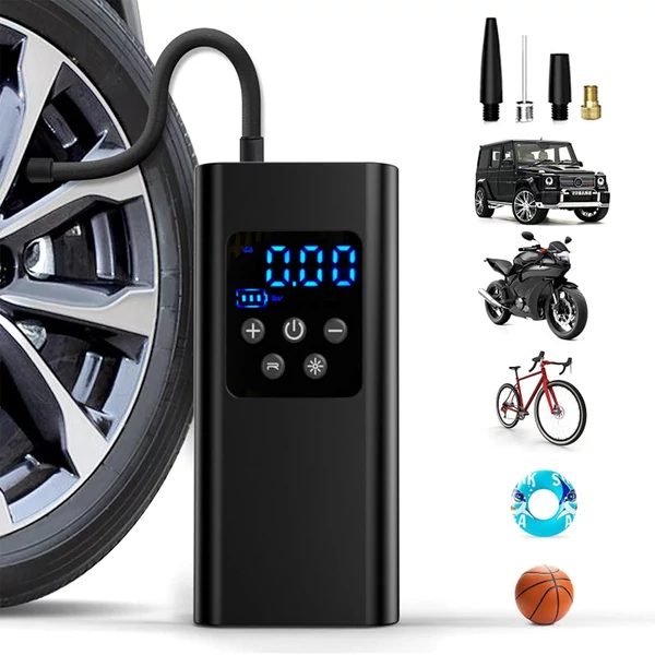 Gumifelfújó, hordozható légkompresszor, 150 PSI légszivattyú autógumikhoz - 3 * 2000mAh