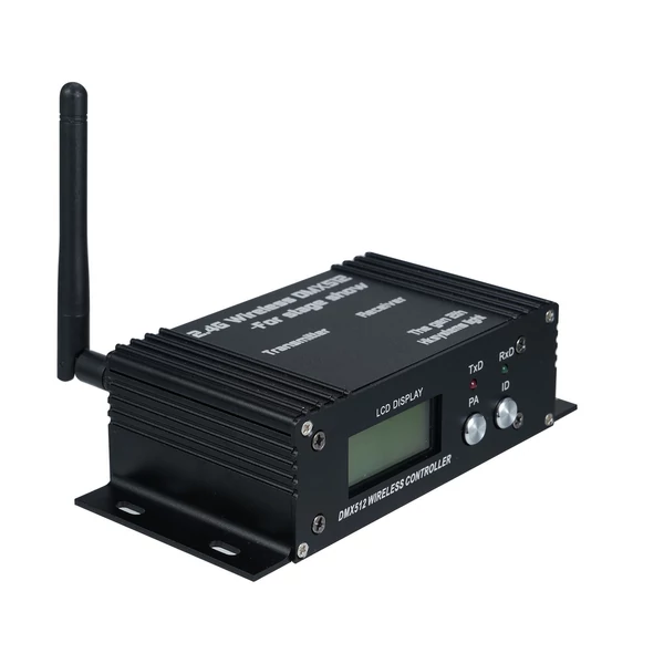 DMX 512 2.4G vezeték nélküli vezérlő, adó-vevő, LCD kijelző teljesítmény