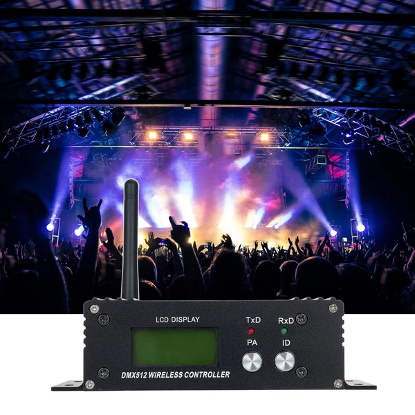 DMX 512 2.4G vezeték nélküli vezérlő, adó-vevő, LCD kijelző teljesítmény